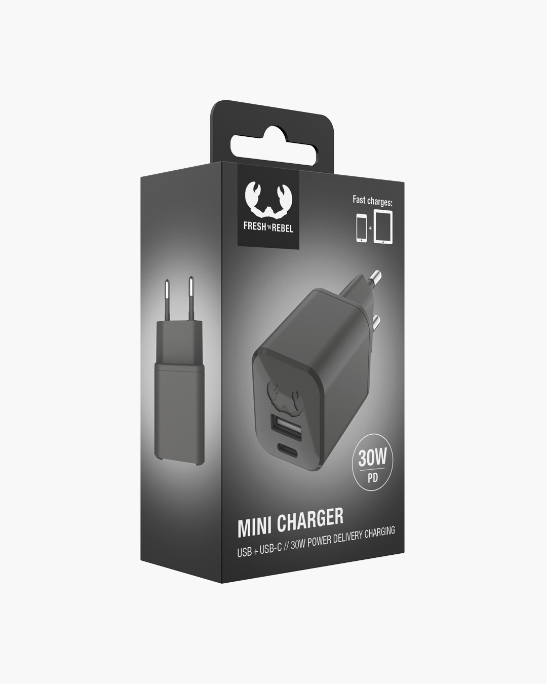 USB + USB-C Mini Charger 30W PD