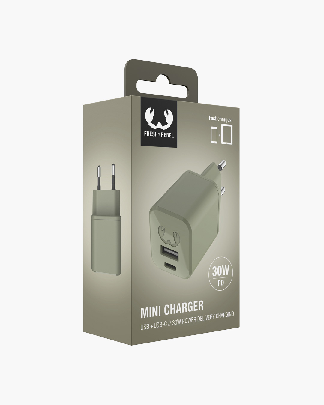 USB + USB-C Mini Charger 30W PD