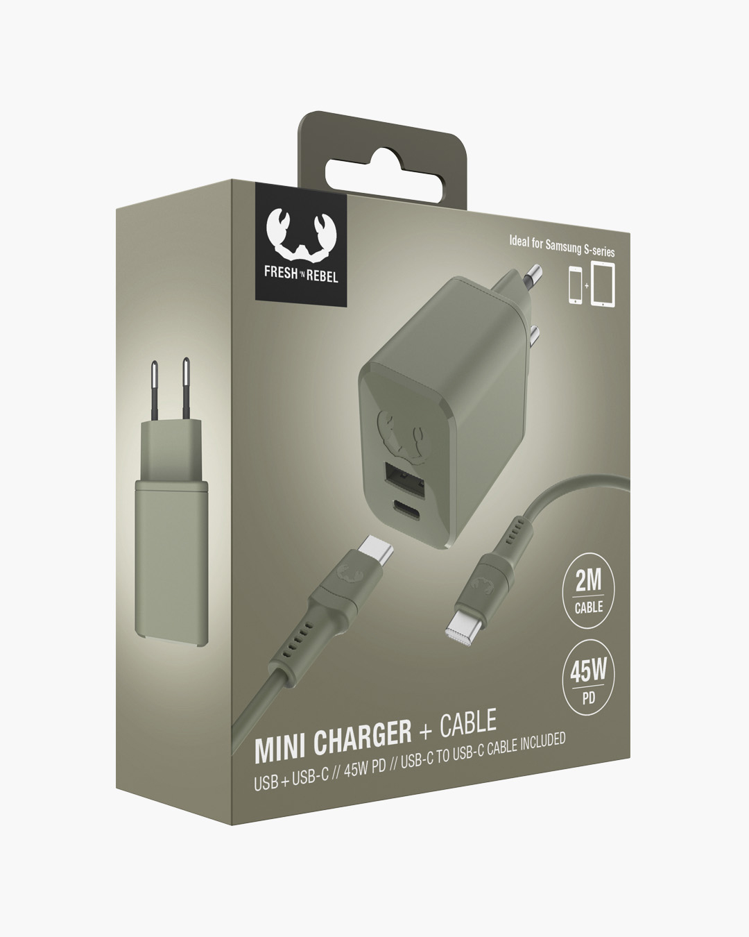 USB + USB-C Mini Charger 45W PD + USB-C