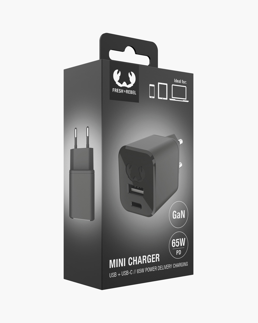 USB + USB-C Mini Charger 65W PD GaN