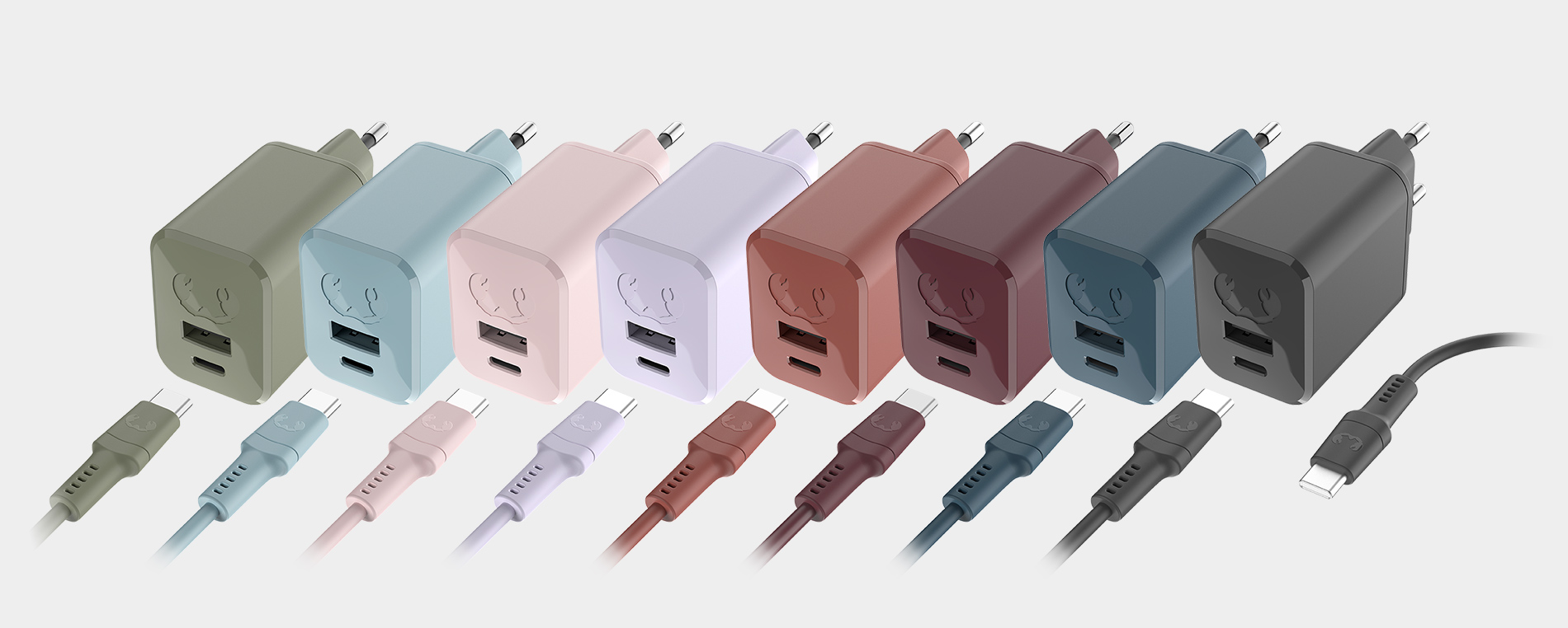 Fresh 'n Rebel - USB + USB-C Mini Charger 45W PD + USB-C Cable - Colours