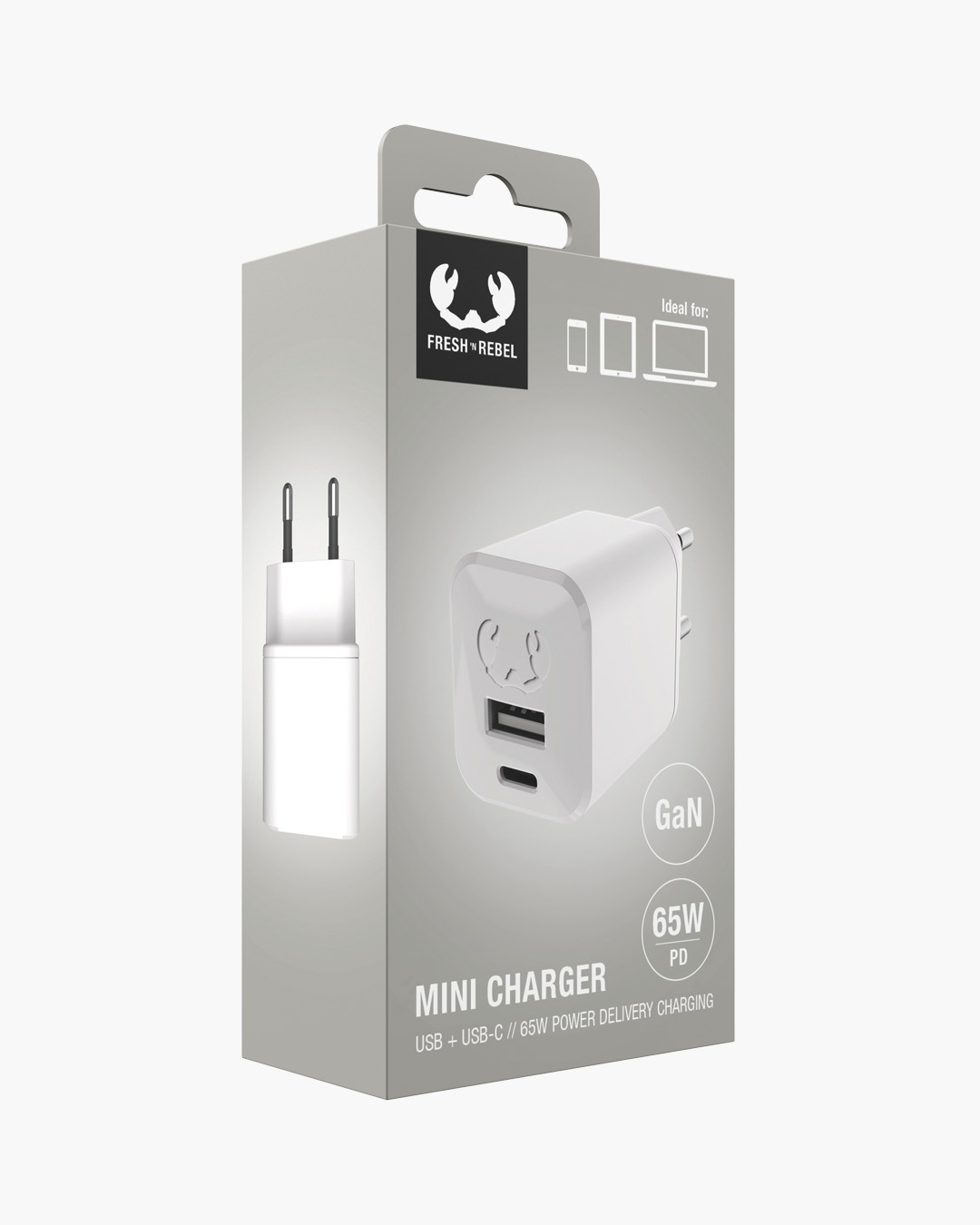 USB + USB-C Mini Charger 65W PD GaN